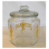 Antique glass Planters Peanuts countertop jar w/