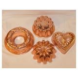 4 copper gelatin molds