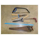 Antique E.C. Atkins hand saw - Pruning shears -