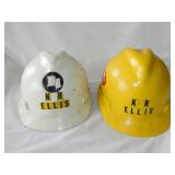 Two 1980's thermoplastic molded safety hard hats