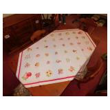 Vintage cotton floral tablecloth, a few faint