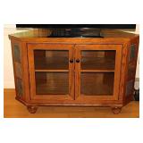 Solid wood TV stand w/ glass doors,