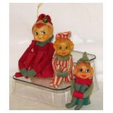 4 vintage Christmas knee hugger pixie elves,