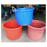 3 heavy duty plastic utility tubs w/ rope