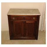 Antique walnut wash stand w/ marble top,