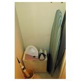 Vintage woven wicker hamper - Ironing board w/