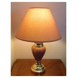 Ceramic & brass table lamp w/ linen shade,