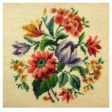 2 vintage hand stitched floral needlepoint panels,