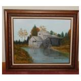 Signed original landscape Old Mill oil painting