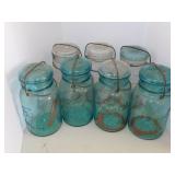 7 vintage Ball Ideal Mason jars w/ wire bail