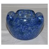 Heavy art glass ashtray w/ polished bottom,