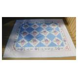 Vintage hand stitched & appliqued floral quilt,