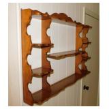 Kitschy maple Colonial style wall shelf, 36' wide