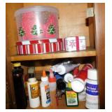 Decorative containers w/ household consumables -