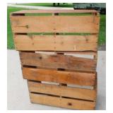 3 wooden double produce harvesting crates, 26' x