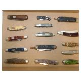 15 pocket knives: Case XX navy bone Stockman &