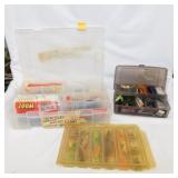 3 storage fishing totes w/ lures & hooks