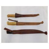 3 Finland filet knives & leather sheaths