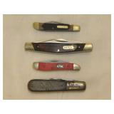4 pocket knives: Case XX - Buck - Old Timer -