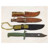 4 fixed blade knives: Military style fighting -