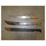 3 machete knives: Kiffe England 18" blade - M201A