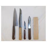 4 fixed blade utility & kitchen knives, longest