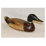 Signed Tom Taber wooden mallard duck decoy,