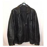 Unbranded leather jacket coat w/ quilted lining,