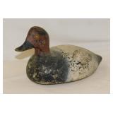 Vintage hand carved wooden duck decoy, 13" long