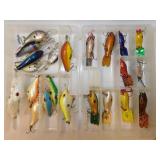 Fishing lures in 2 compartment storage containers