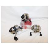 3 Zebco fishing reels, one w/ box