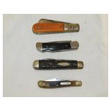 4 pocket knives: Case XX - Schrade - Barlow &