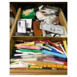Office supplies - pens - markers - binder clips -