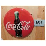 12" Coca Cola button sign, 1990, red back