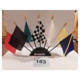 Nascar desk set of racing flags, 7 flags in black