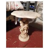 Faux marble low table w/ cherub base, 16"H x 15"L