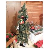 Three foot pre-lit Christmas tree with vintage &