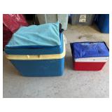Rubbermaid Blue Cooler with Red Mini Cooler