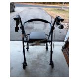 Blue Rolling Walker with Under-Seat Storage and