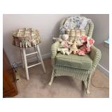 Off-White Wicker Rocking Chair (Comes with Green,