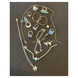 Lot of Miscellaneous Sterling Jewelry, Weight