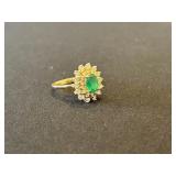 14K Yellow Gold Ring with Emerald Center Stone