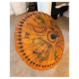 3- Wooden Trays, Wicker Basket with Handles, Pair