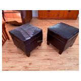 Pair of Black Foot Stools with Inside Storage,