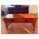 2 Drawer Oak Coffee Table, Measures: 45ï¿½W x 21ï¿½D