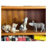 Ceramic Cat Figurine, Ceramic Wolf Figurine,