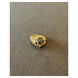 14K Yellow Gold Cocktail Ring with Smoky Quartz