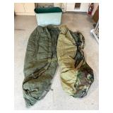 Green Tote Containing 2 Adult Sized Sleeping Bags