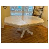 White Wooden Pedestal Octagonal Dining Room