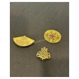 3 Vintage Museum of Fine Arts Gold Plated